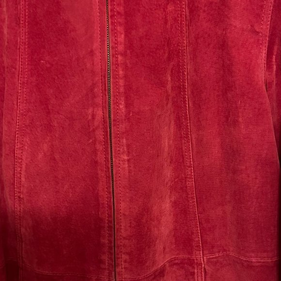 Ladies-Coldwater Creek Red Suede Leather Jacket- Size M-Nice Used Condition - Picture 4 of 5